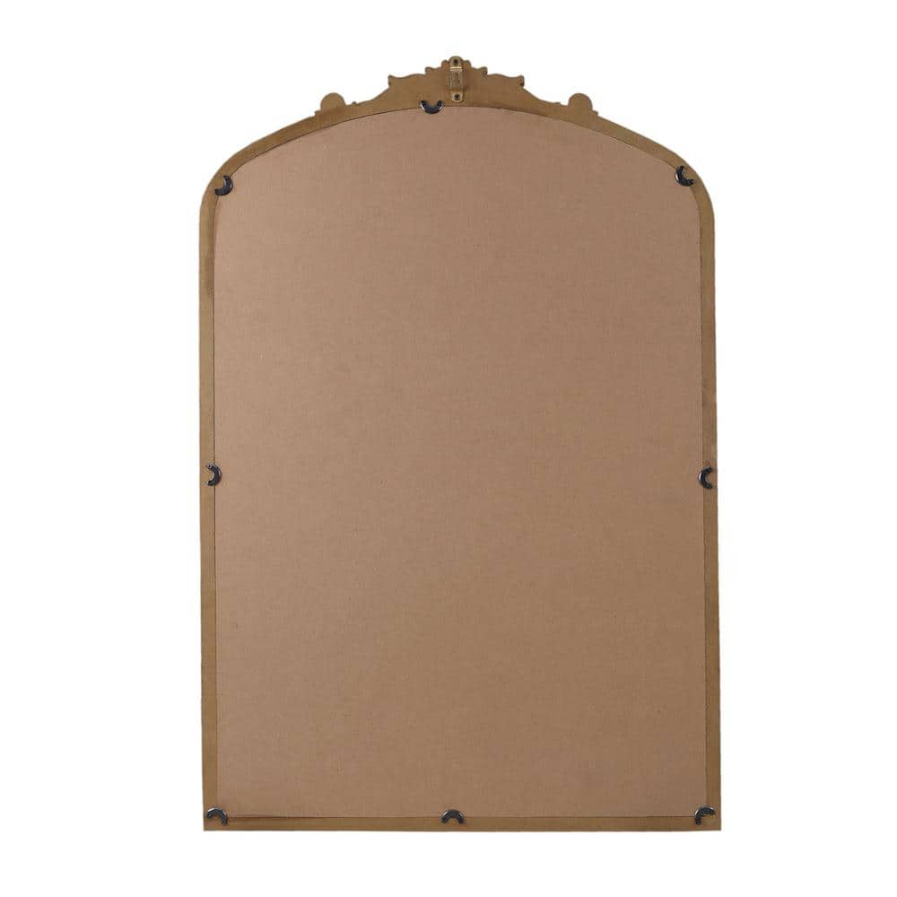 Gold Arched Wall Mirror with Beaded Details and MDF Frame