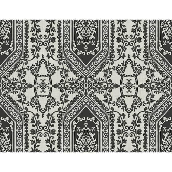 CASA MIA Oriental Allover Grey and Black Paper Strippable Wallpaper Roll ( Cover 60.75 sq. ft. )