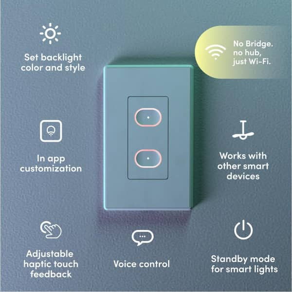 Feit Smart Dimmer Switch 2.4GHz Wi-Fi Light Switch Works for Smart Phone  Tablet Alexa,Google iOS Voice Controlle App & Timer Home Office UL  Certified