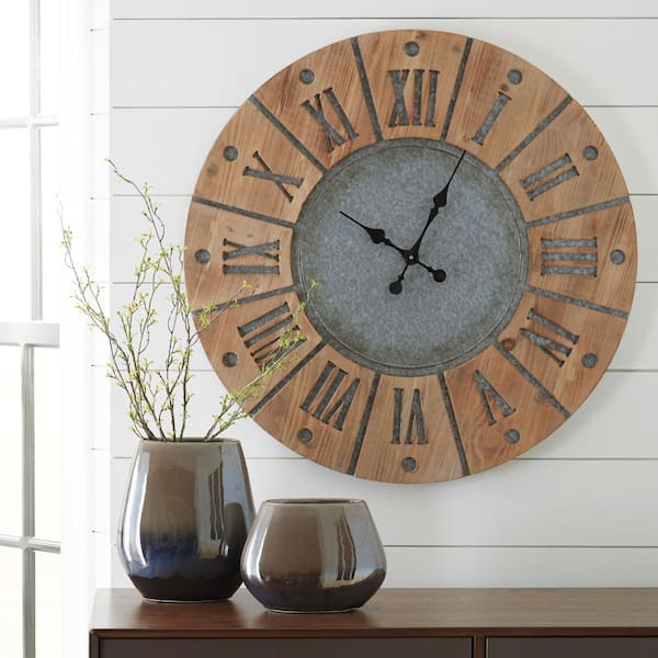 Signature DESIGN BY ASHLEY Payson Brown Analog Wood Roman Numerals