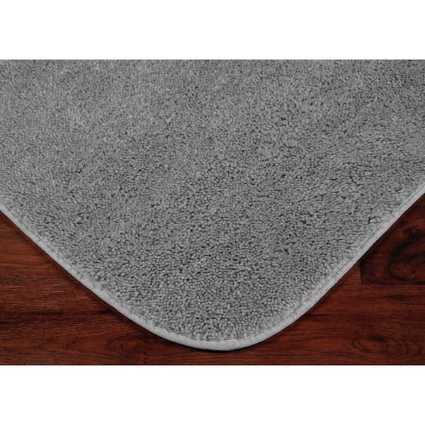 Traditional Platinum Gray 22 in. x 60 in. Washable Bathroom Accent Rug