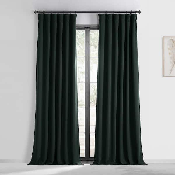 Exclusive Fabrics & Furnishings Signature Angora Beige Plush Velvet Hotel Blackout Curtain - 50 in. W x 84 in. L (1 Panel)
