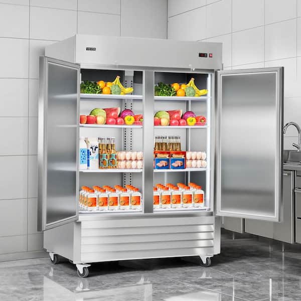 Commercial Refrigerator 44 cu. ft. Reach In 32.2 in. W Upright Refrigerator 2-Doors Auto-Defrost Stainless Steel