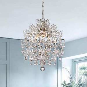 Daisy 16 in W Indoor 3Light Brushed Champagne Silver Crystal Chandelier