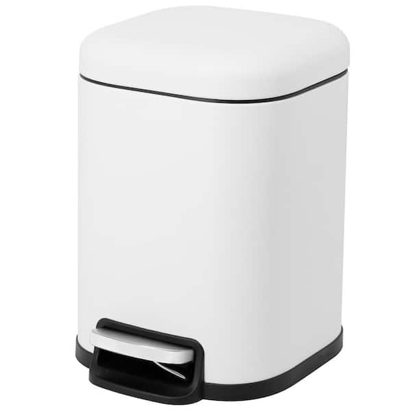 ACENTO Square 6 L/1.6 Gal. Pedal Trash Bin with Soft Close Lid in Matte White