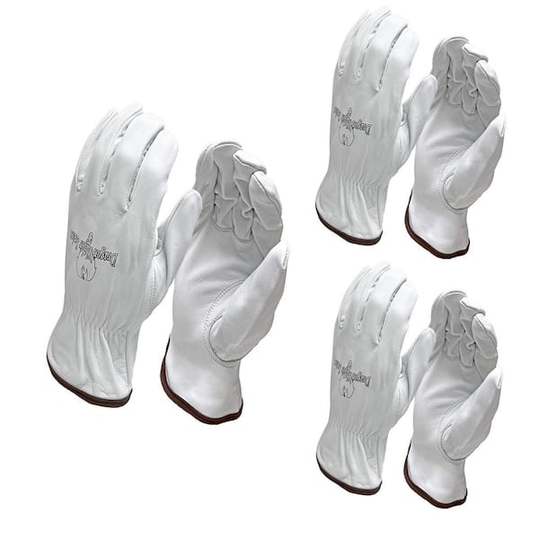 Dragon Slayer XX-Large White Keystone Thumb, Elastic Wrist Premium Goat Grain Leather Work Glove, Welding Glove 3-Pair