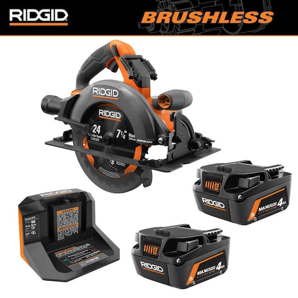 18V Starter Kit with (2) 4.0 Ah MAX Output Batteries and Charger with 18V Brushless Cordless 7-1/4 in. Circular Saw