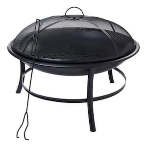 19 in. Outdoor Round Iron Wood Burning Fire Pit in Black
