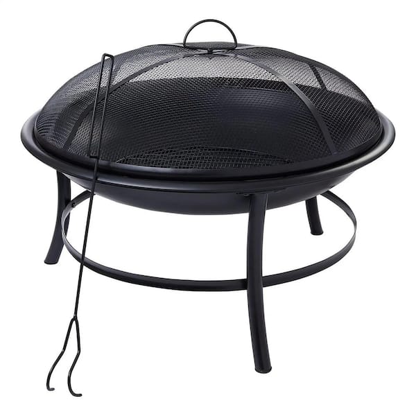 ITOPFOX 19 in. Outdoor Round Iron Wood Burning Fire Pit in Black