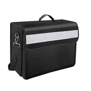 Fireproof Safe File Document Bag with Lock, Multiple Pockets, Reflective Strip, Carry Strap Waterproof Design, Black