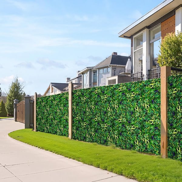 VEVOR Grass Wall Panels 2 in. x 20 in. Green Artificial Boxwood Hedge Panel 3D Combination Greenery Decor 12-Pieces