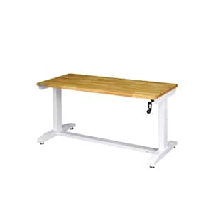 62 in. W White Adjustable Height Worktable