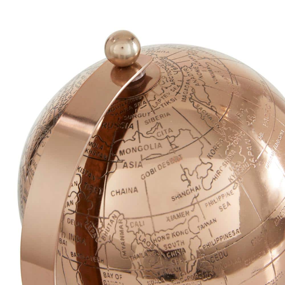 Rose Gold Aluminum Tabletop Globe with Stand