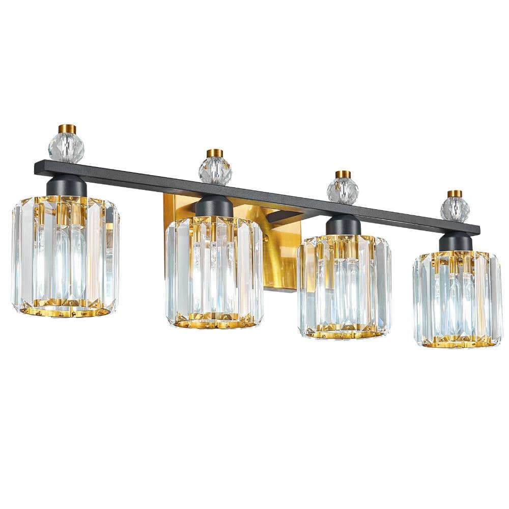 28.34 in. Black Gold Modern Crystal Versatile Vanity Lights for Bathroom price history on PriceWatchPro