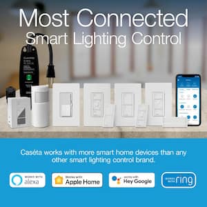 Diva Smart Dimmer Switch Starter Kit for Caseta Smart Lighting, with Smart Hub + Pico Remote, 150-Watt LED (DVRF-BDG-1D)