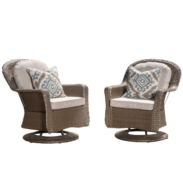 Unbranded PE Wicker Outdoor Patio Swivel Chair with Removable Beige Seat Cushion - Ideal for Garden and Backyard