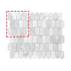 Long Hexagon White Carrara  6 in. x 6 in. x 0.4 in. Picket Marble Mosaic Floor and Wall Tile (Sample 0.25 sq. ft.)