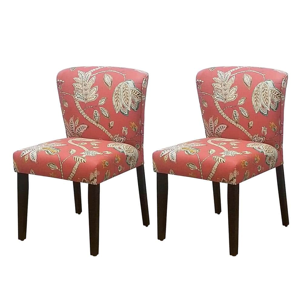 Homy Casa Cambodia Red Upholstered Solid Wood Dining Chair(Set of 2 ...