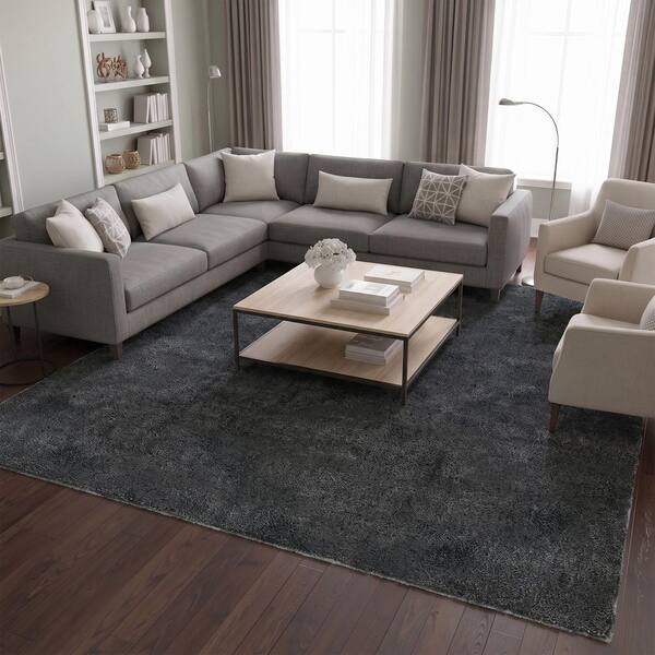Runner Rug By The Foot 7 ft 10" x 19 ft Plush Area Runner for Hallways, Entryway and Stairs, Charcoal