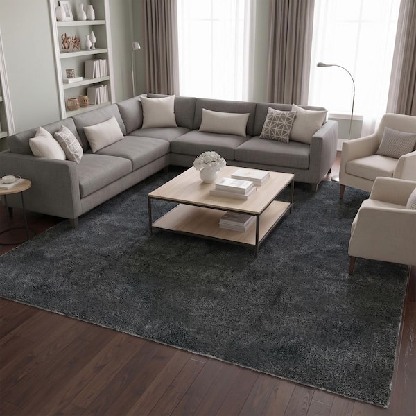 Runner Rug By The Foot 7 ft 10" x 39 ft Plush Area Runner for Hallways, Entryway and Stairs, Charcoal