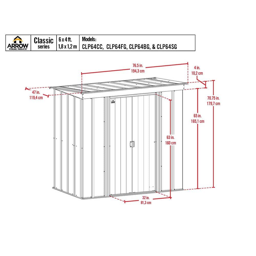 6 ft. x 4 ft. Gray Metal Storage Shed with Pent Roof