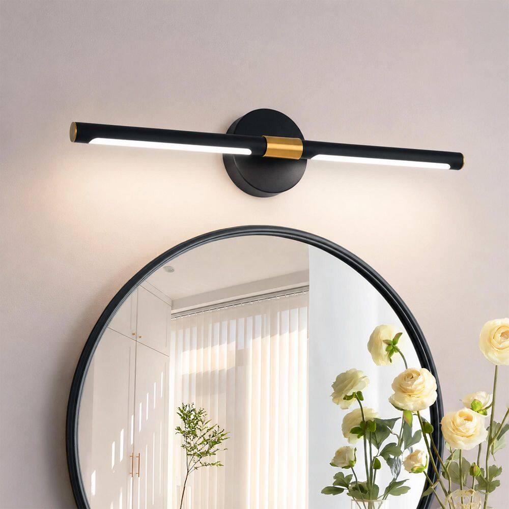 Nafissa 23.62 in. 1-Light Black and Gold Bathroom LED Vanity Light Bar for Bathroom, Bedroom Lighting price history on PriceWatchPro