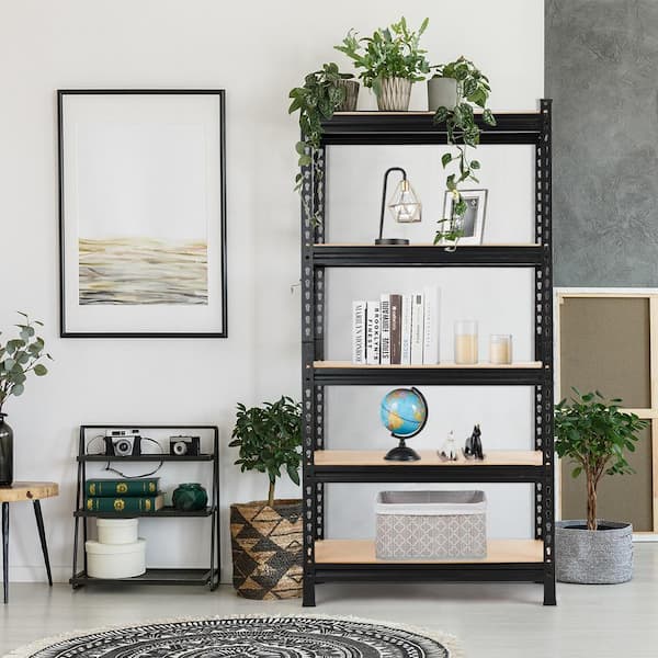 3 PCS Black 5-Tier Metal Garage Storage Shelving Rack Adjustable(30 in. W x 60 in. H x 12 in. D)