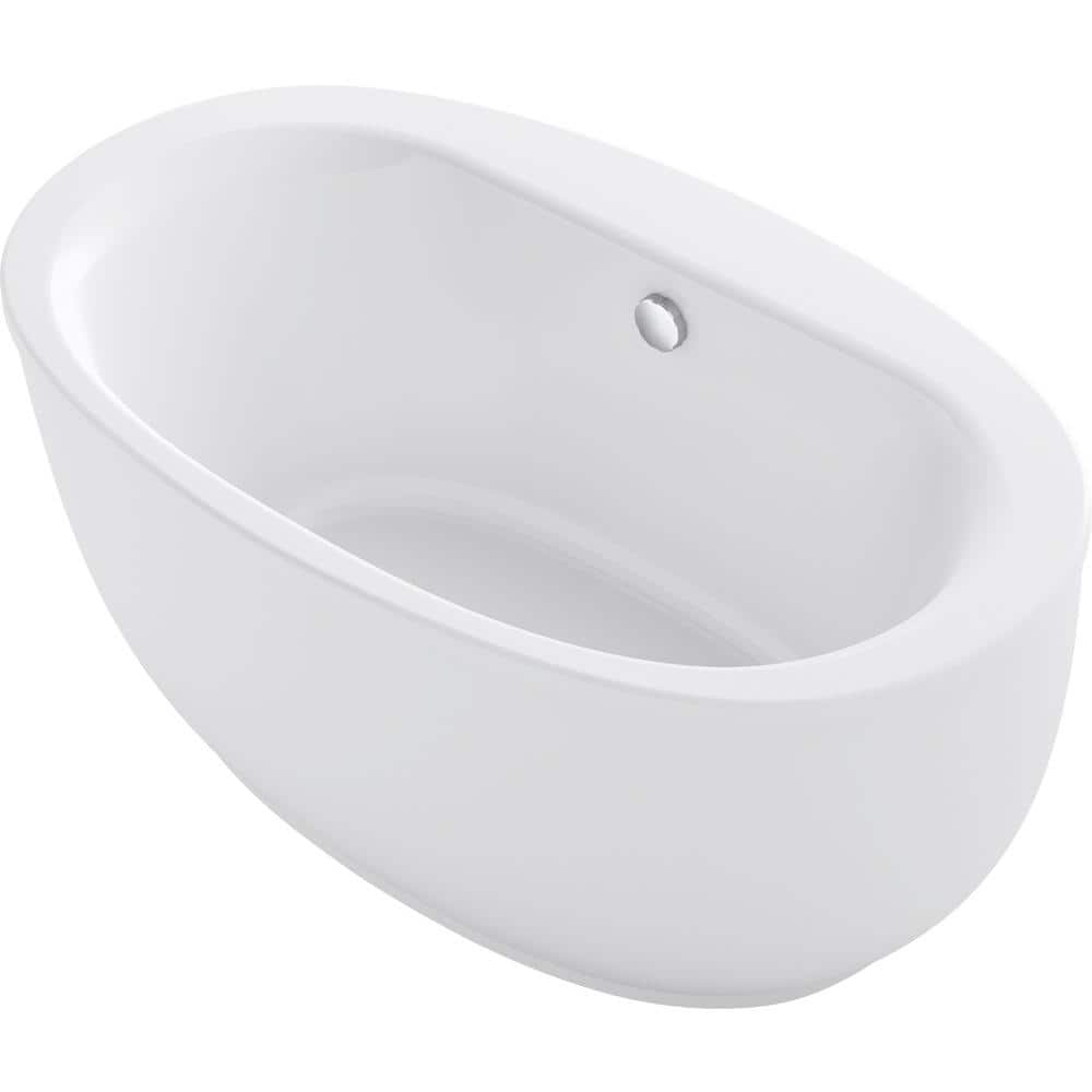 KOHLER Sunstruck 60 in. x 34 in. Soaking Bathtub with Center Drain in White  K-24002-0 - The Home Depot