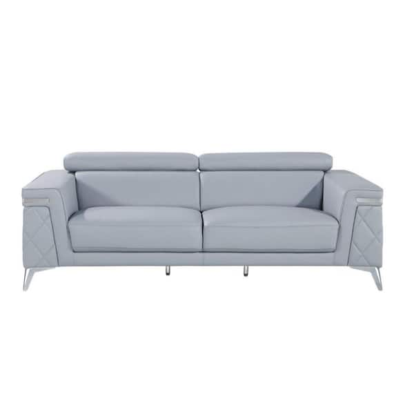 HomeRoots Amelia 89 in. Square Arm Italian Leather Rectangle Sofa in ...