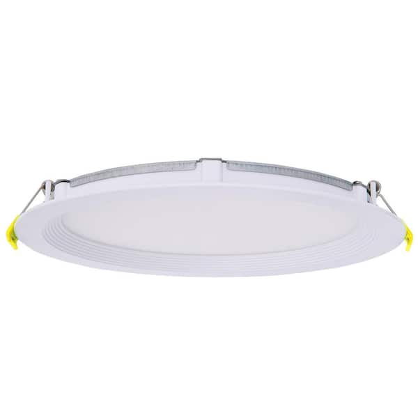 HALCO LIGHTING TECHNOLOGIES 8 in. Selectable CCT Ultra-Slim Direct Fit Canless Integrated LED Recessed Light Trim for Shallow Ceiling Round Wet Loc