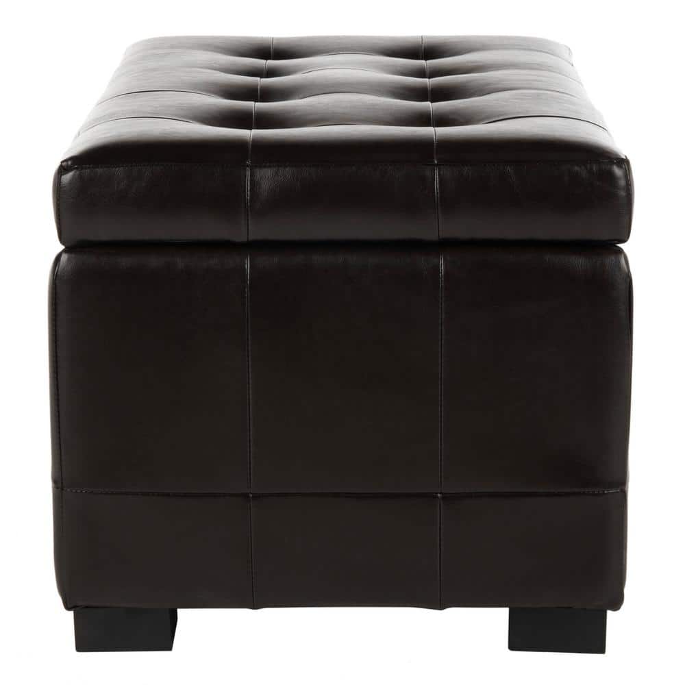 Manhattan Brown Leather Storage Bench with Beech Frame