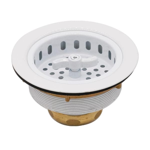 Westbrass 3-1/2 in. Wing Nut Style Large Kitchen Sink Basket Strainer in White