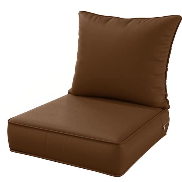 WNP 24 in. x 24 in. x 5 in. Square Outdoor Deep Seating Cushion Set Seat and Back Cushion for Chair and Sofa Chocolate