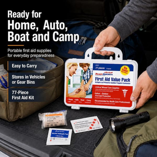 Ready America 77-Piece First Aid Kit 74012 - The Home Depot