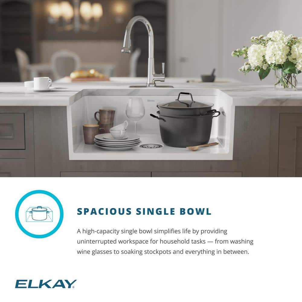 Elkay White Fireclay 30" Farmhouse Kitchen Sink