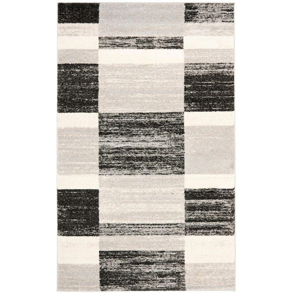 Retro Black/Light Grey 8 ft. x 10 ft. Plaid Area Rug