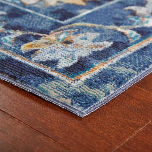 Blue and Gold 8 ft. x 10 ft. Rectangle Polypropylene Area Rug