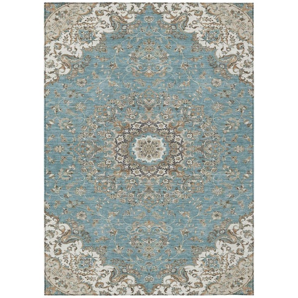 Chantille Machine Washable Indoor/Outdoor Abstract ACN2495 Teal 9 ft. x 12 ft. Area Rug
