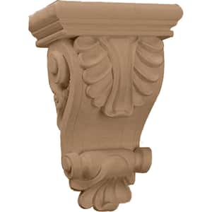 6 in. x 3-1/4 in. x 8-1/4 in. Lindenwood Thin Acanthus Leaf Corbel