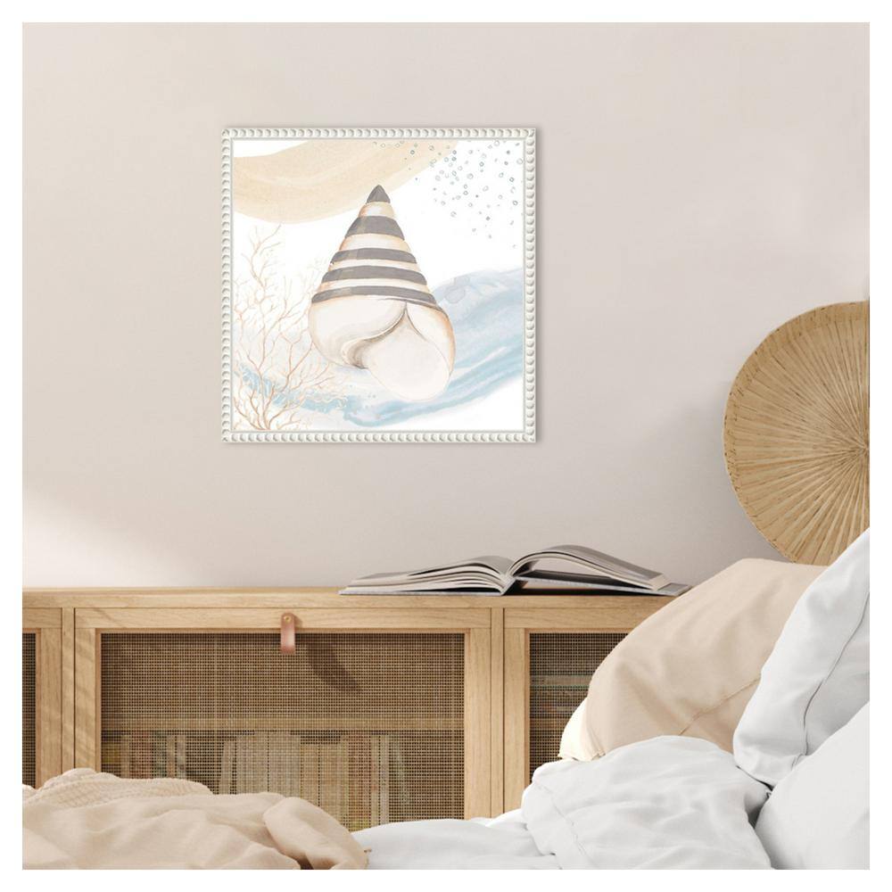 16" x 16" White and Beige Canvas Coastal Quote Art