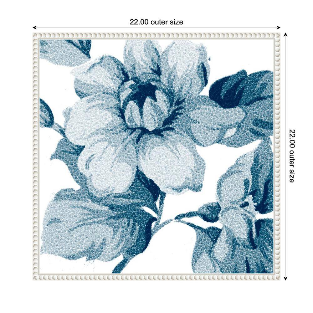 Flower Tapestry IV Blue Floral Canvas Print with White Frame