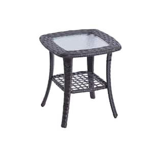 Gladiolus Brown Wicker Outdoor Patio Side Table