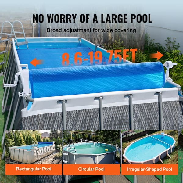 VEVOR Pool Cover Reel, Aluminum Solar Cover Reel, Fits for Swimming Pools - 20 ft