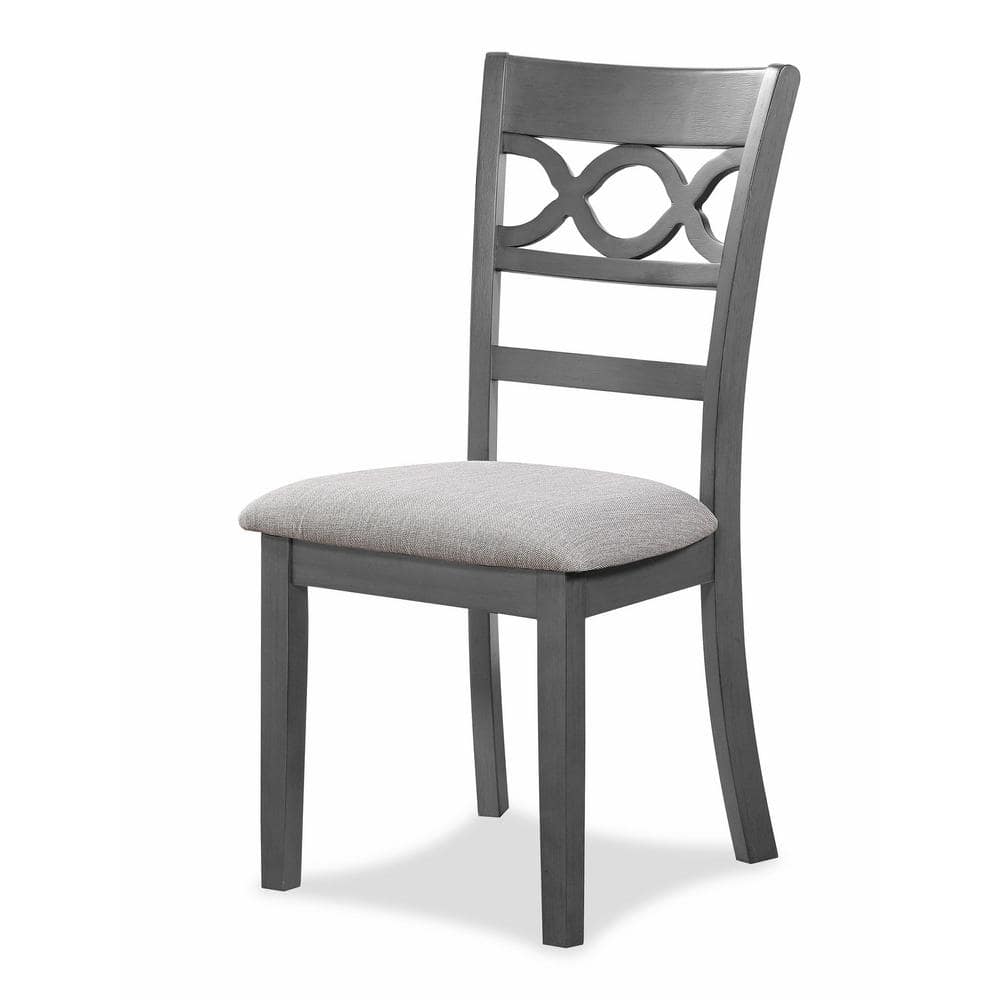 Gray Round Solid Wood Dining Set with Cushioned Chairs