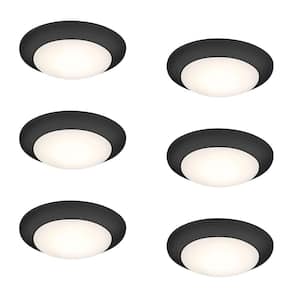 EnviroLite 7.25 in. Black Round Dimmable Ceiling Mount or Recessed Can Mounted LED Disk Light for Indoor Areas, 6-Pack