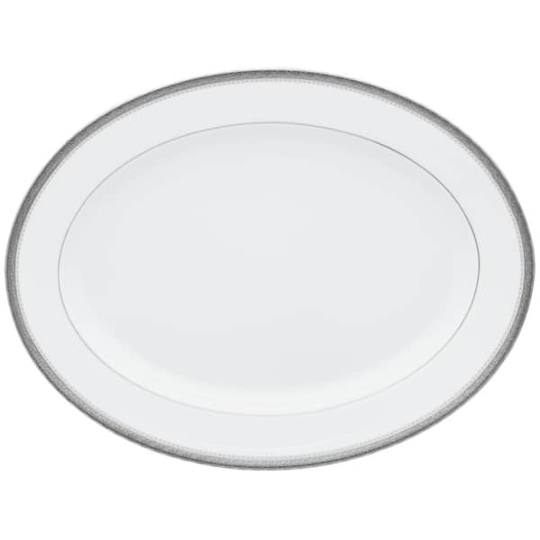 Noritake Charlotta Platinum 14 in. (Platinum) Porcelain Oval Platter