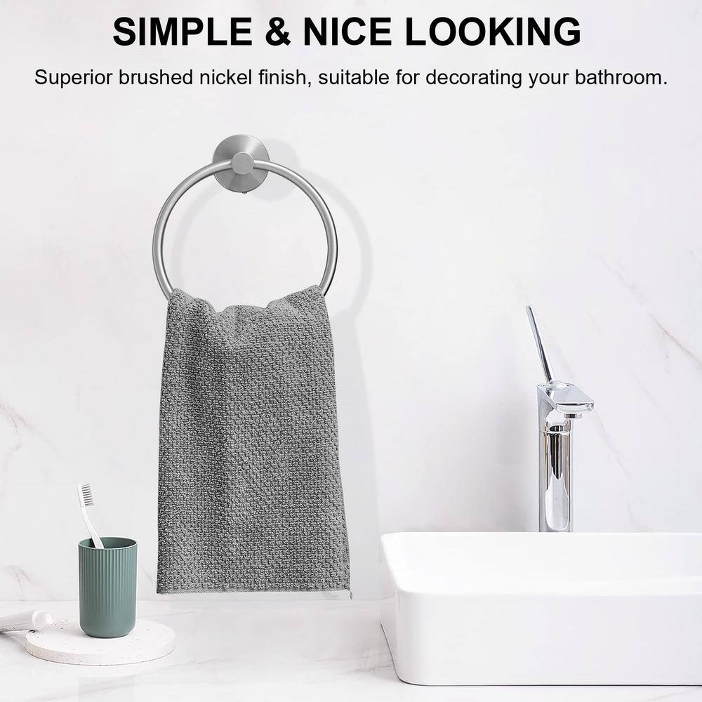 Brushed Nickel 24-Inch Metal Bath Hardware Set with Towel Ring and Hooks