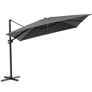 11 ft. x 11 ft. Heavy-Duty Aluminum Frame Cantilever Single Square Outdoor Offset Umbrella in Dark Gray