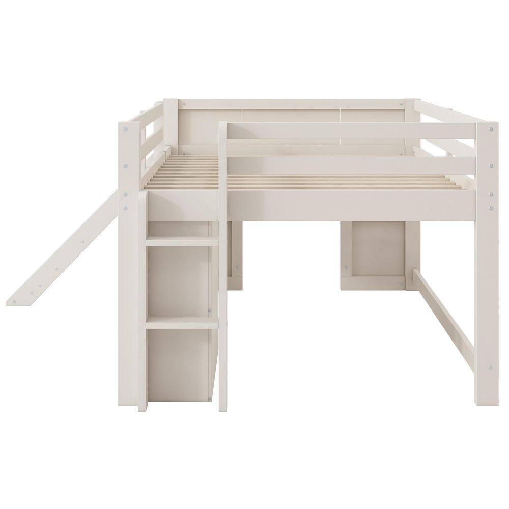 Harper & Bright Designs Full Loft Bed with Desk and Storage Shelves - Thumbnail 5