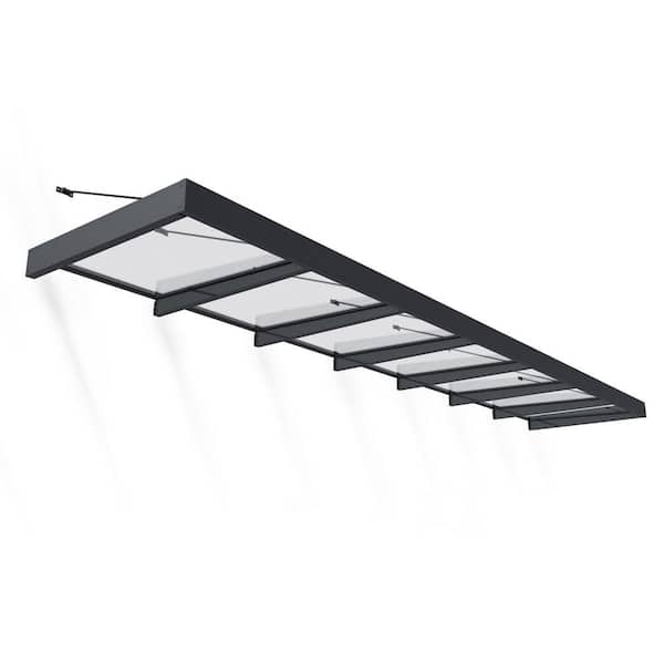 CANOPIA by PALRAM Sophia 5 ft x 22 ft. Gray/Clear Door and Window Awning
